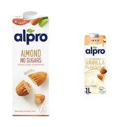 Alpro 1 lt Şekersiz Badem Bitki Bazlı İçecek + 1 lt Badem Vanilya Bitki Bazlı İçecek