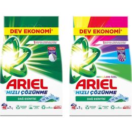 Ariel 7 kg Toz Çamaşır Deterjanı Dağ Esintisi + 7 kg Renklilere Özel 9 kg Çamaşır Deterjanı