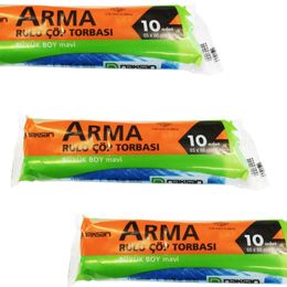 Arma Standart Büyük Boy 65x80 cm Mavi 10 Adetlik 3 Rulo 50 lt Çöp Torbası Poşeti