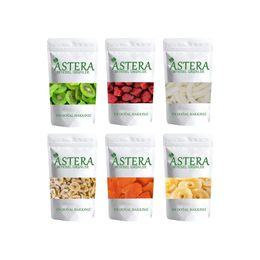 Aster 6x100 gr Çilek + Mango + Ananas + Muz + Kivi + Hindistan Cevizi Meyve Kurusu