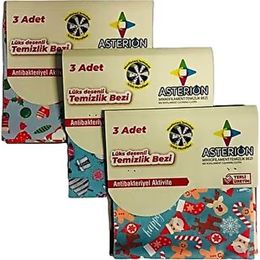 Asterion 3'lü Tek Taraf Baskılı Mikrofiber Temizlik Bezi