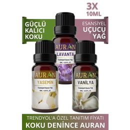Auran 3x10 ml Lavanta + Yasemin + Vanilya Saf Esansiyel Uçucu Yağ Buhurdanlık Yağ