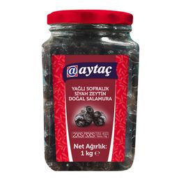 Aytaç 351-410 KB Yağlı Sofralık Siyah Zeytin Cam 1 kg