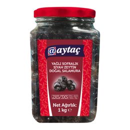 Aytaç 351-410 KB Yağlı Sofralık Siyah Zeytin Cam 1 kg