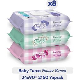 Baby Turco 24x90'lı Flower Bunch Islak Havlu
