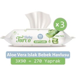 Baby Turco 3x90'lı Aloe Vera Kapaklı Islak Mendil