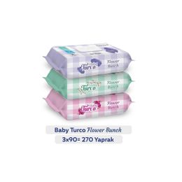 Baby Turco 3x90'lı Flower Bunch Islak Havlu