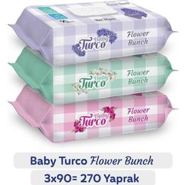Baby Turco 3x90'lı Flower Bunch Islak Havlu