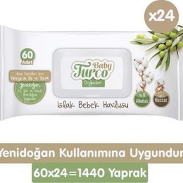 Baby Turco 60x24 1440 Yaprak Doğadan Yenidoğan Islak Havlu Mendil