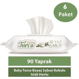 Baby Turco 6x90'lı Beyaz Sabun Kokulu Islak Havlu
