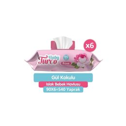 Baby Turco 6x90'lı Gül Kokulu Islak Bebek Havlusu