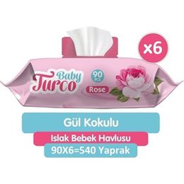 Baby Turco 6x90'lı Rose Islak Mendil