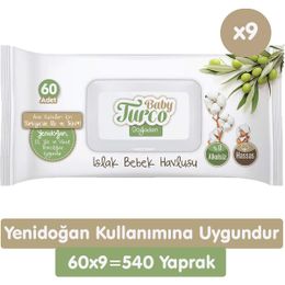 Baby Turco 9x60'lı Doğadan Yenidoğan Islak Bebek Havlusu