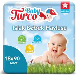 Baby Turco Klasik 18x90 Yaprak Islak Havlu Mendil