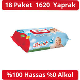 Baby Turco Klasik 18x90 Yaprak Islak Havlu Mendil