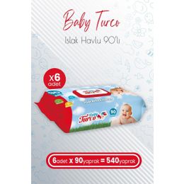 Baby Turco Klasik 6x90 Yaprak Islak Havlu Mendil