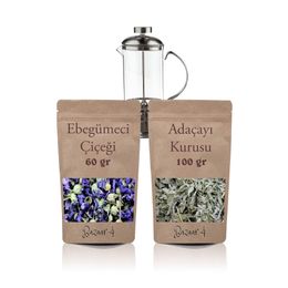 Bazaar 4 60 gr Ebegümeci Çiçeği + 100 gr Adaçayı Kurusu + 330 ml Frenchpress