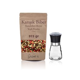Bazaar 4 975 gr Karışık Mix Tane Biber + Cam Değirmen