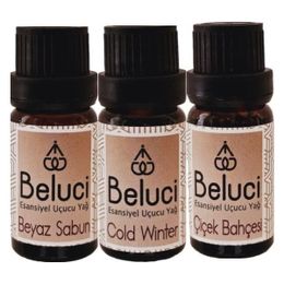 Beluci 3x10 ml Beyaz Sabun + Cold Winter + Çiçek Bahçesi Uçucu Aromaterapi Buhurdanlık Yağı Oda Kokusu