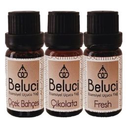 Beluci 3x10 ml Çiçek Bahçesi + Çikolata + Fresh Uçucu Aromaterapi Buhurdanlık Yağı Oda Kokusu