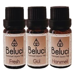 Beluci 3x10 ml Fresh + Gül + Hanımeli Uçucu Aromaterapi Buhurdanlık Yağı Oda Kokusu