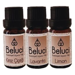 Beluci 3x10 ml Kiraz Çiçeği + Lavanta + Limon Uçucu Aromaterapi Buhurdanlık Yağı Oda Kokusu
