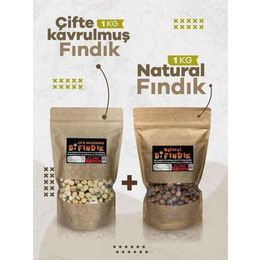 Bi Fındık 1 kg Çifte Kavrulmuş İri Boy Çıtır İç Fındık + 1 kg Naturel İç Fındık