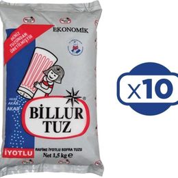 Billur 10x1.5 kg Rafine İyotlu Tuz