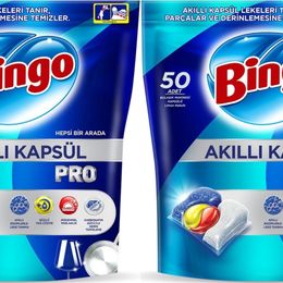Bingo 100 Adet Limon Kokulu Akıllı Kapsül Pro Bulaşık Makinesi Deterjanı Tableti