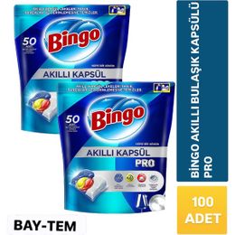 Bingo 100 Adet Limon Kokulu Akıllı Kapsül Pro Bulaşık Makinesi Deterjanı Tableti