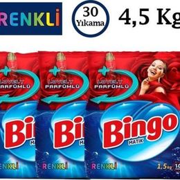 Bingo 3x1.5 kg Matik Renkliler İçin Toz Deterjan