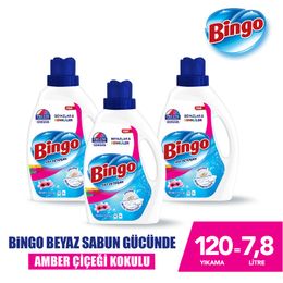 Bingo 3x2600 ml Beyazlar ve Renkliler için Amber Çiçeği Sıvı Çamaşır Deterjanı