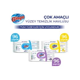 Bingo 3x96'lı Beyaz Sabun + Lavanta + Limon Pratik Yüzey Temizlik Havlusu