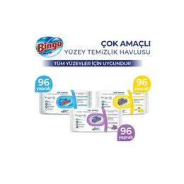 Bingo 3x96'lı Beyaz Sabun + Lavanta + Limon Pratik Yüzey Temizlik Havlusu