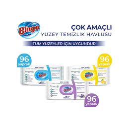 Bingo 3x96'lı Beyaz Sabun + Lavanta + Limon Pratik Yüzey Temizlik Havlusu