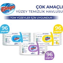 Bingo 3x96'lı Beyaz Sabun + Lavanta + Limon Pratik Yüzey Temizlik Havlusu