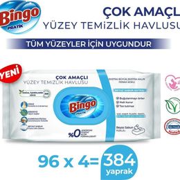 Bingo Beyaz Sabun 4x96'lı Pratik Yüzey Temizlik Havlusu