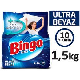 Bingo Matik 10 Yıkama 1500 gr Ultra Beyaz Toz Çamaşır Deterjanı