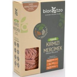 Biorootzo 200 gr Organik Glütensiz ve Vegan Artizan Bronz Kalıp Kırmızı Mercimek Casarecce