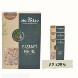 Biorootzo 3x200 gr Artizan Bronz Kalıp Glütensiz Vegan Basmati Pirinç Pipe Rigate Mantı