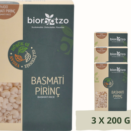 Biorootzo 3x200 gr Artizan Bronz Kalıp Glütensiz Vegan Basmati Pirinç Pipe Rigate Mantı