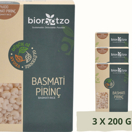 Biorootzo 3x200 gr Artizan Bronz Kalıp Glütensiz Vegan Basmati Pirinç Pipe Rigate Mantı