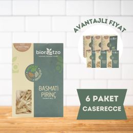 Biorootzo 6x200 gr Glütensiz Vegan Bronz Kalıp Artizan Basmati Pirinç Caserecce Makarna