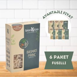 Biorootzo Fusilli 6x200 gr Artizan Bronz Kalıp Glütensiz Vegan Basmati Pirinç