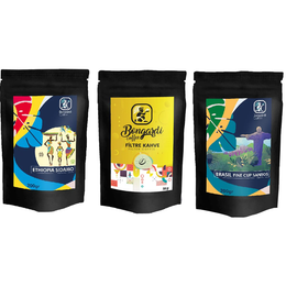 Bongardi Coffee 3'lü 200 GR Yöresel Set Brezilyan Santos Etiyopya İntense Filtre Kahve Makinesi Uyumlu