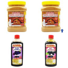 Bozkır Tahin Dünyası 2x935 gr Kavrulmuş Kepeksiz + 950 gr Üzüm Pekmezi + 950 gr Dut Pekmezi