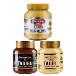 Bozkırlı Çavuşoğlu 330 gr Susamlı Tahin Kreması + 330 gr Tadıbu + 330 gr Tadıbu Fındık Kreması