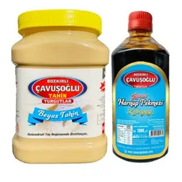 Bozkırlı Çavuşoğlu 930 gr Kepeksiz Beyaz Tahin + 1000 gr Harnup Keçiboynuzu Pekmezi