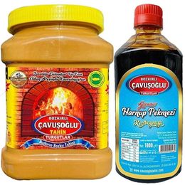 Bozkırlı Çavuşoğlu 930 gr Odun Ateşinde Kepeksiz Bozkır Tahini + 1 kg Keçiboynuzu Harnup Pekmezi