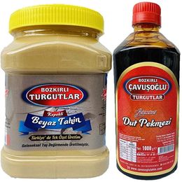 Bozkırlı Çavuşoğlu 930 gr Tek Kavrulmuş Kepekli Beyaz Tahin + 1 kg Dut Pekmezi